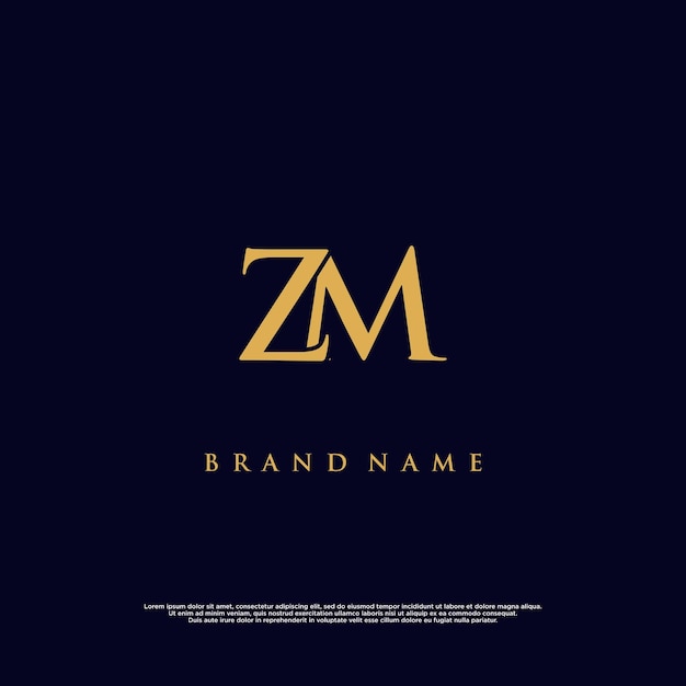 Logotipo vectorial abstracto ZM de combinación moderna de lujo
