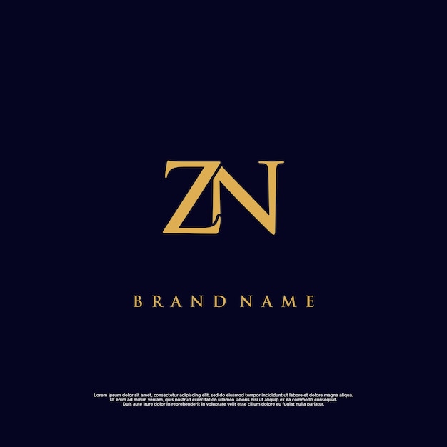 Logotipo vectorial abstracto ZN de combinación moderna de lujo