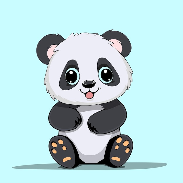 Logotipo vectorial animado de animales panda sobre un fondo azul