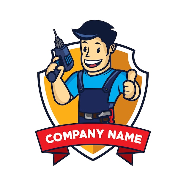 Logotipo vectorial de artesano en estilo retro con diseño de insignia perfecto para el logotipo de la compañía de servicios de reparación del hogar
