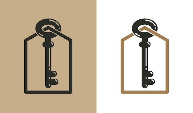 Logotipo vectorial de bienes raíces, emblema de la agencia de bienes raíces, identidad comercial llave en mano, casa en venta o alquiler, tema de bienes raíces.
