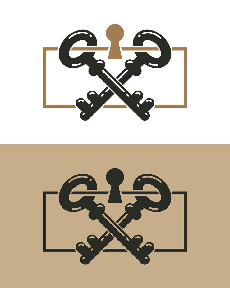 Vector el logotipo vectorial de bienes raíces, el emblema de la agencia inmobiliaria, el símbolo de identidad empresarial llave en mano, la casa para la venta o el alquiler, el tema de bienes inmuebles.