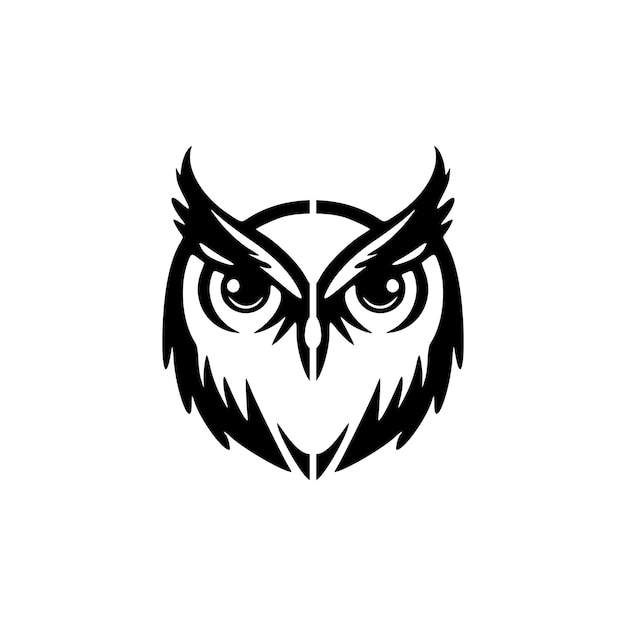 Un logotipo vectorial en blanco y negro de un búho que se mantiene simple