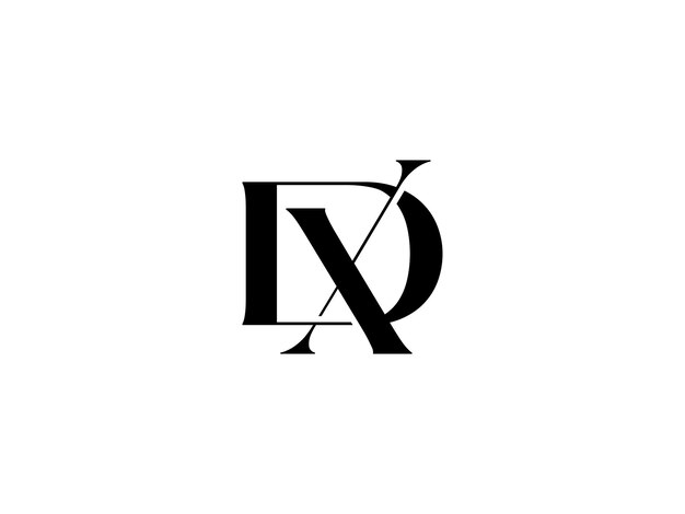 Logotipo vectorial en blanco y negro con el logotipo de la letra xd