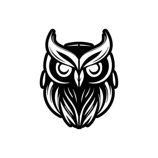 Logotipo vectorial de un búho blanco negro simple elegante
