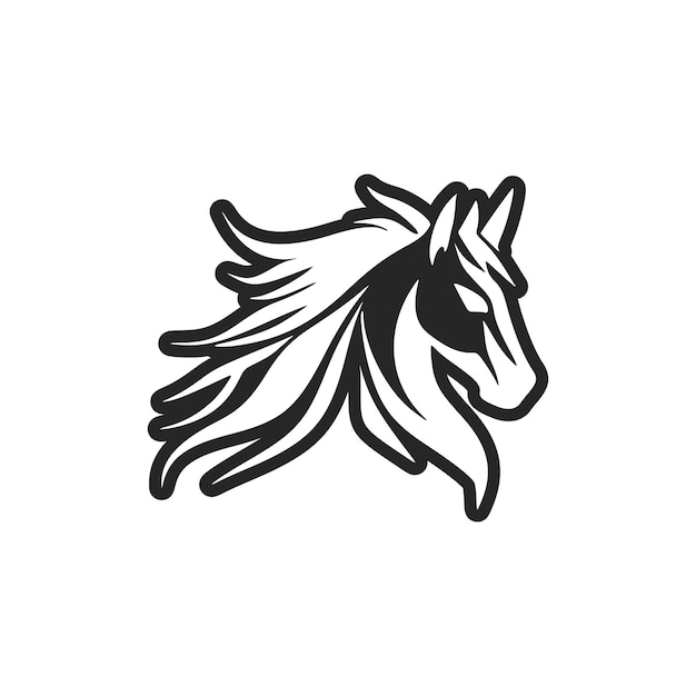 Vector logotipo vectorial de un caballo blanco y negro