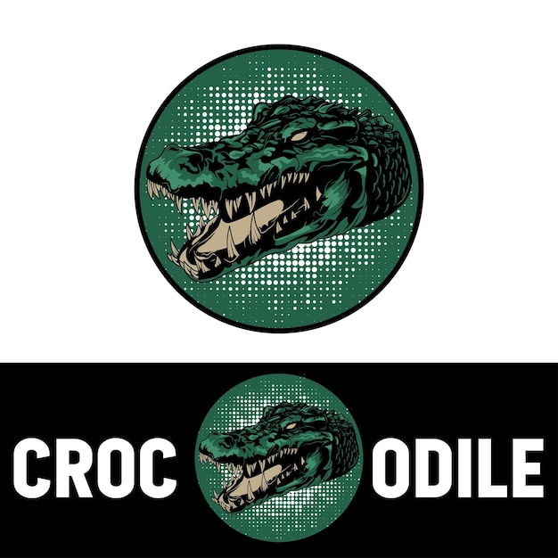 El logotipo vectorial de la cabeza de cocodrilo enojado en verde