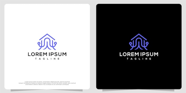 Logotipo vectorial de la casa del pulpo creado con líneas