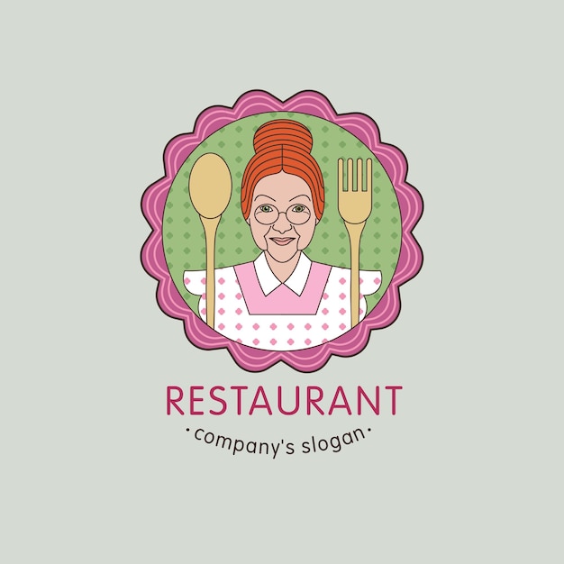 Logotipo vectorial. chef mujer.