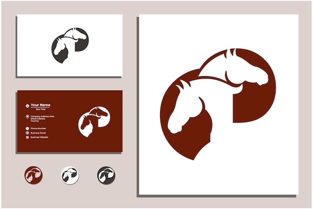 Logotipo vectorial de dos cabezas de caballo