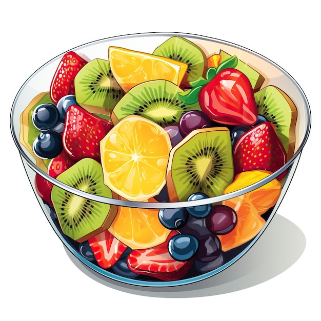 Vector el logotipo vectorial de la etiqueta adhesiva de la ensalada de frutas vector de fondo blanco
