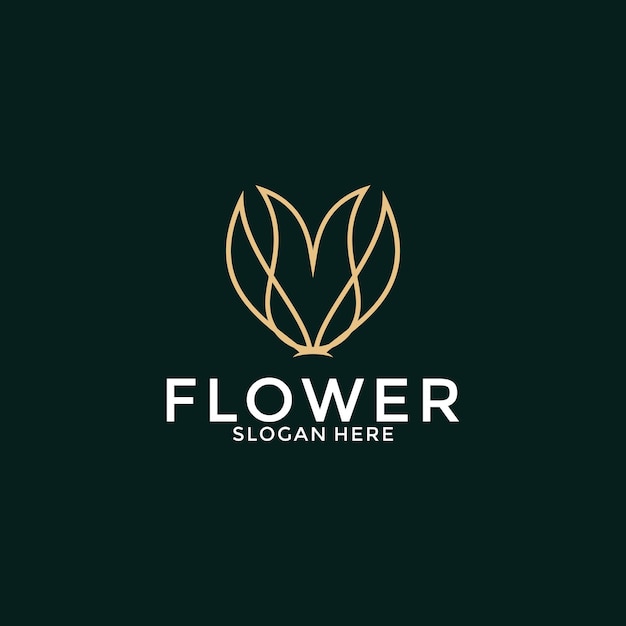 Logotipo vectorial de flores de lujo Modelo vectorial lineal de logotipo de hojas florales universales de primera calidad