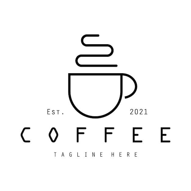 logotipo vectorial de granos de café en una taza de café logotipo de café y logotipo de cafetería