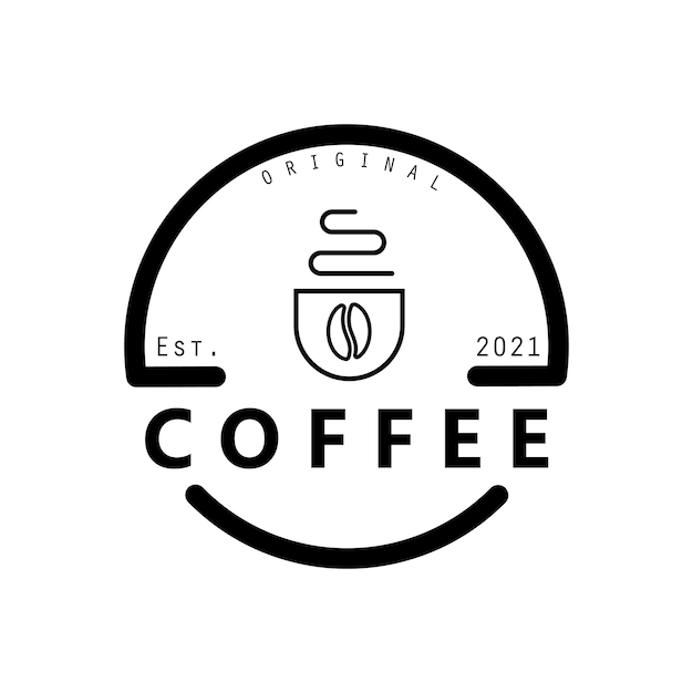 logotipo vectorial de granos de café en una taza de café logotipo de café y logotipo de cafetería