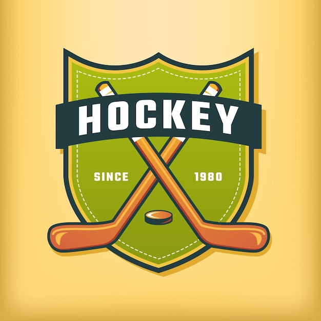 Logotipo vectorial de hockey para el equipo deportivo de hockey sobre fondo beige