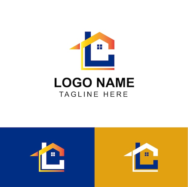 Logotipo vectorial incorporado con la letra c para bienes raíces