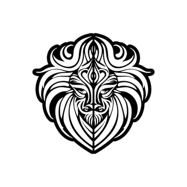 Logotipo vectorial de un león blanco y negro