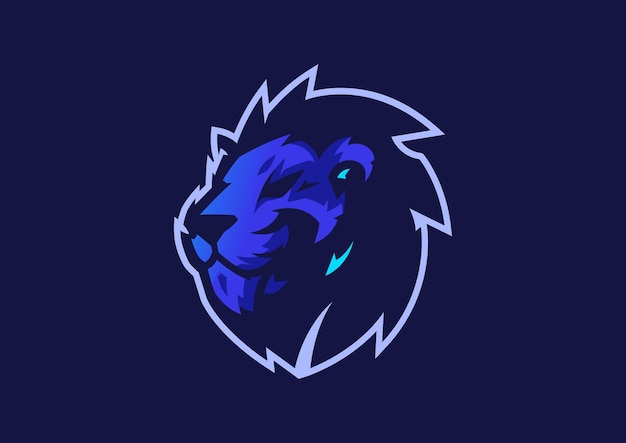 Logotipo vectorial de león cabeza azul