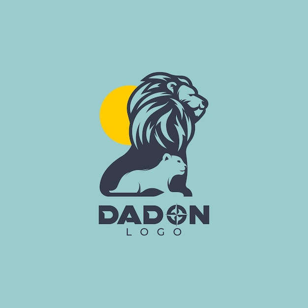 Logotipo vectorial de un león que protege a sus cachorros