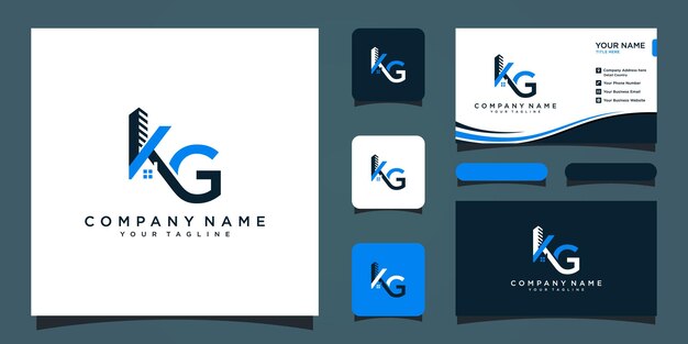 Vector logotipo vectorial de letra kg. icono y símbolo de inicio y tarjeta de visita vector premium