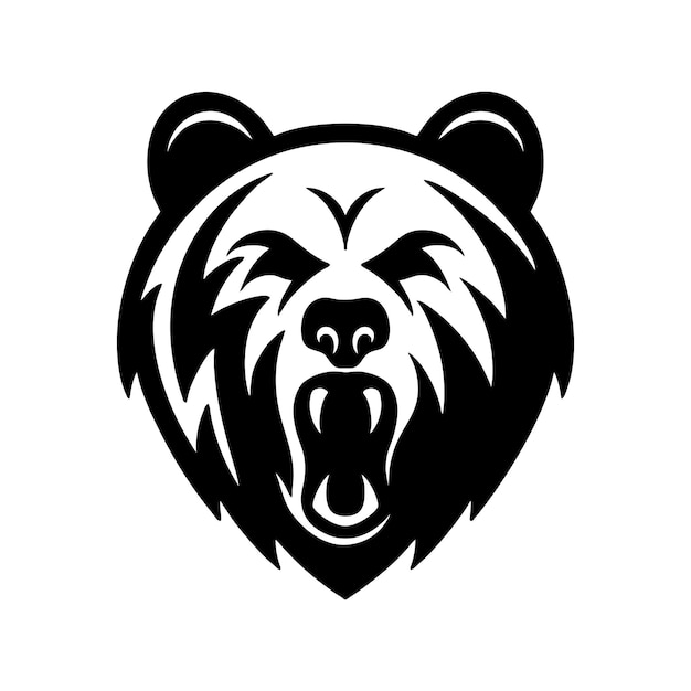 El logotipo vectorial de la mascota de la cabeza de oso aislada sobre un fondo blanco Icono de oso