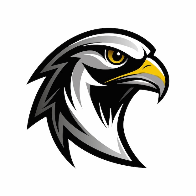 El logotipo vectorial minimalista profesional es una cabeza de halcón negra elegante sobre un fondo blanco
