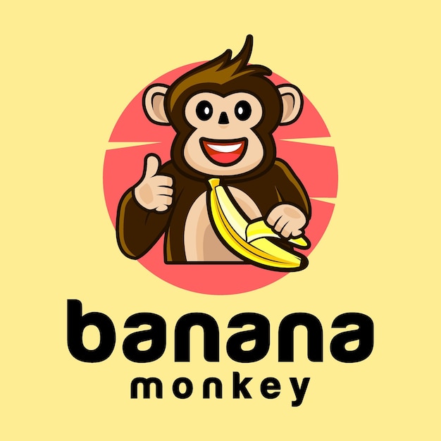 logotipo vectorial de un mono sacando una cáscara de plátano
