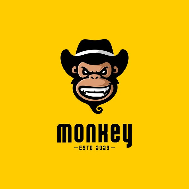 logotipo vectorial de un mono con sombrero de vaquero
