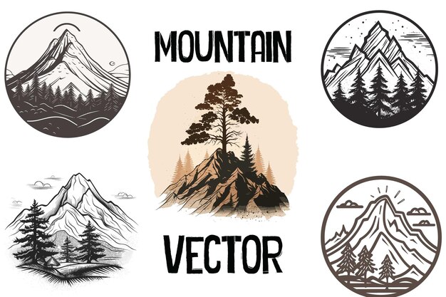 El logotipo vectorial de la montaña es el icono plano de la montaña.