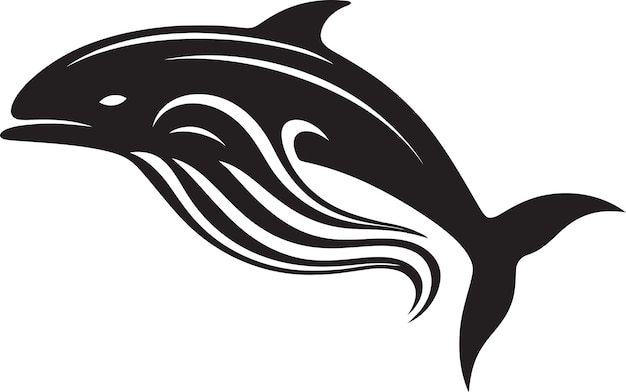 Logotipo vectorial de la nobleza náutica con un símbolo gráfico de la maravilla de la ballena de la balena del océano