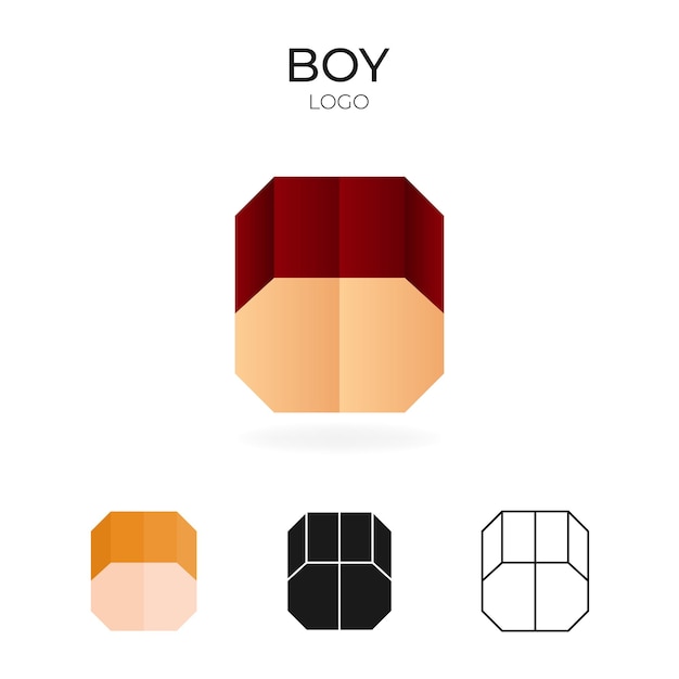Logotipo vectorial de origami con logotipo aislado de Boy en diferentes variaciones Color degradado negro