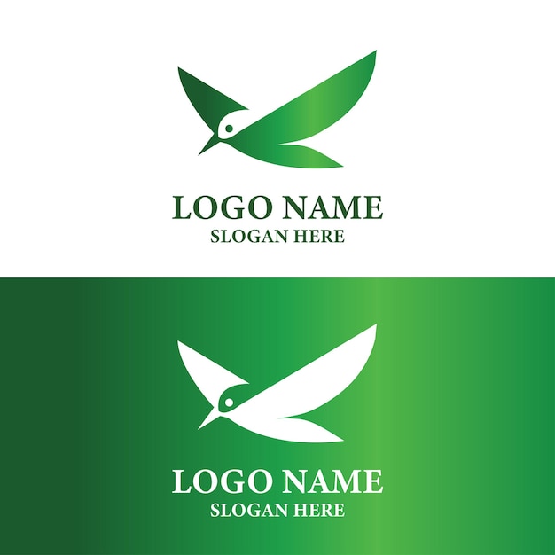 Logotipo vectorial pájaro de la naturaleza con gradiente de lujo