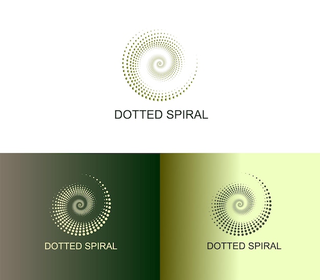 Logotipo vectorial de patrón punteado circular en espiral minimalista con diseño de fondo de gradiente vibrante
