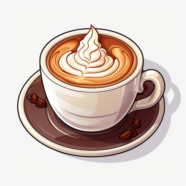 Vector el logotipo vectorial de la pegatina cappuccino con fondo blanco