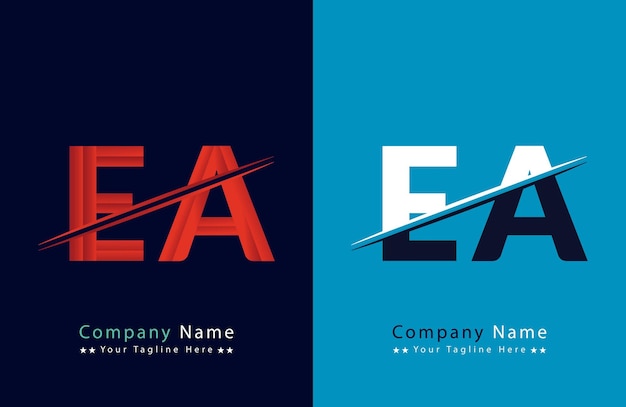 Logotipo vectorial para la plantilla de diseño de la letra EA.