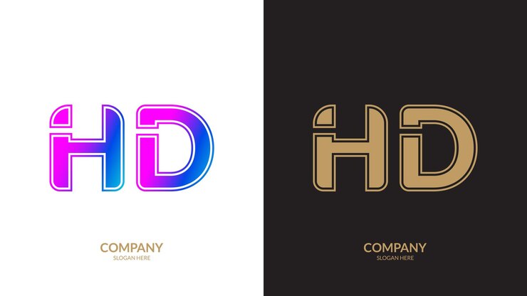Vector logotipo vectorial para la plantilla de diseño de la letra hd