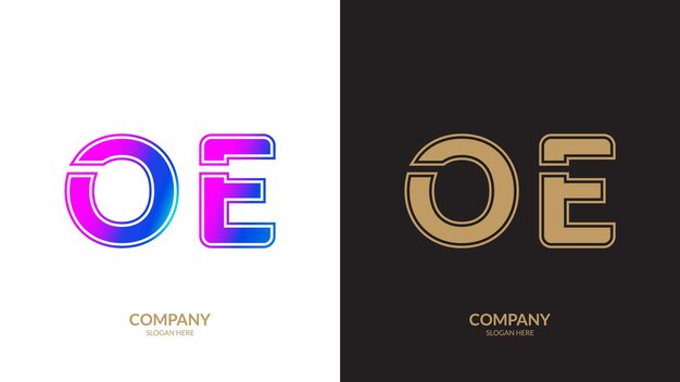 Logotipo vectorial para la plantilla de diseño de la letra OE