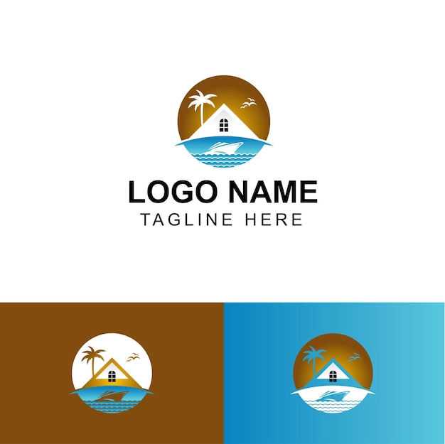 Logotipo vectorial profesional y llamativo para su negocio de hotel o resort en casa