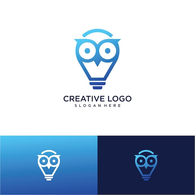 Logotipo vectorial que se fusiona entre las luces y el icono de los búhos