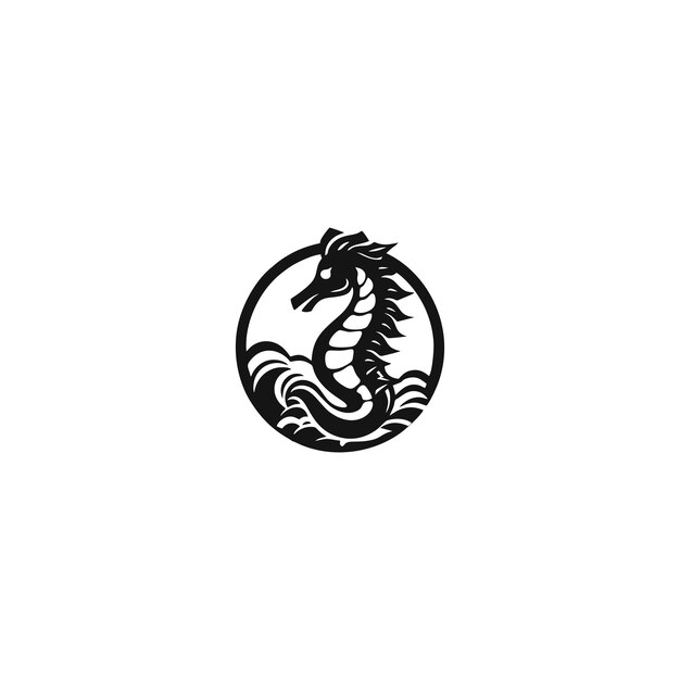 Logotipo vectorial en el que se muestra una imagen abstracta de un caballito de mar