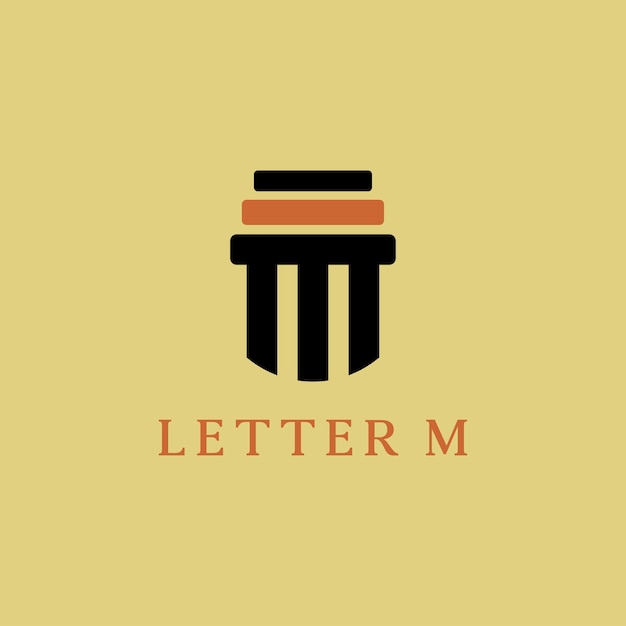Logotipo vectorial en el que se muestra una imagen abstracta de la columna griega en forma de letras M