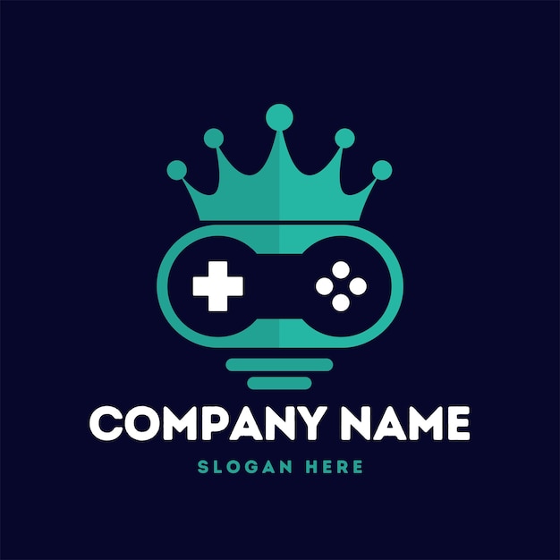 Logotipo vectorial para recurso de jugador o sitio Combinación de corona y botones de joystick de ilustración vectorial