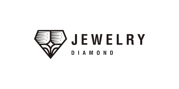 logotipo vectorial de símbolos de joyas de diamantes de lujo con estilo de línea