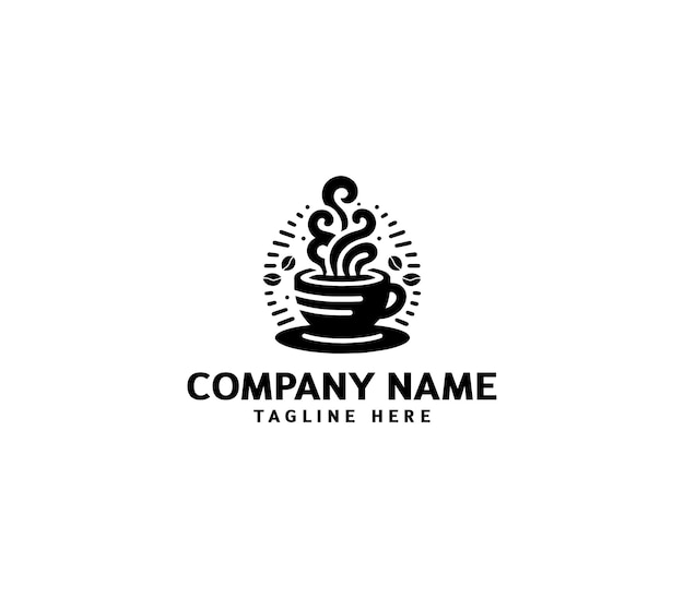 Logotipo vectorial de la taza de café Bebidas calientes Concepto del logotipo de la cafetería Emblema vectorial del café Logotipo de la tienda de café