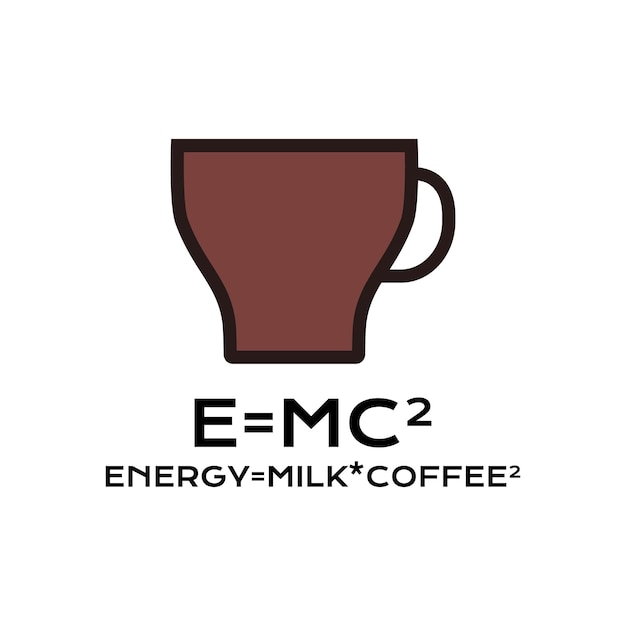 Logotipo vectorial con taza de café y fórmula física