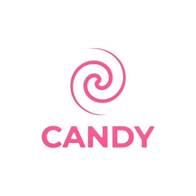 Logotipo vectorial para la tienda de dulces insignia decorativa blanca con ilustración de contornos de varios dulces