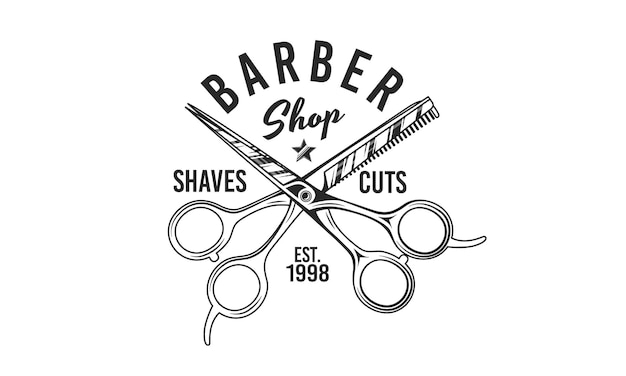 Vector logotipo vectorial de las tijeras de barbería