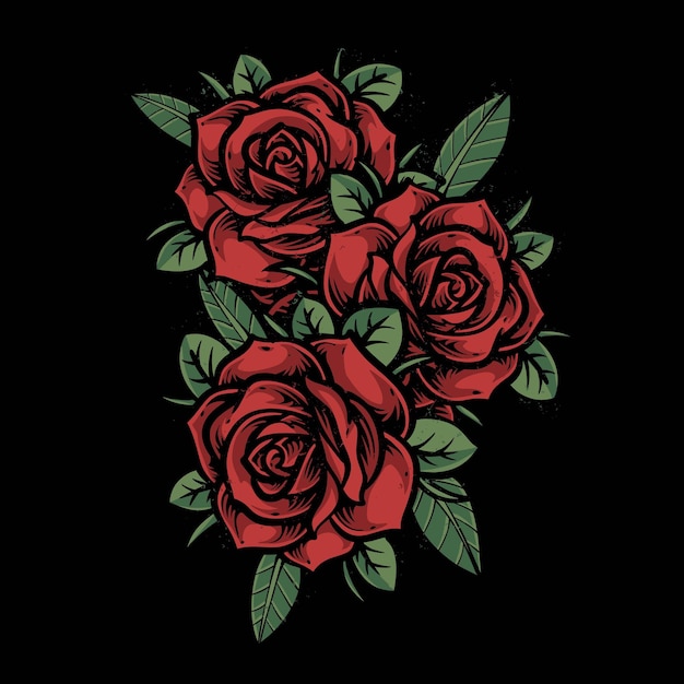 Vector logotipo vectorial de tres rosas rojas