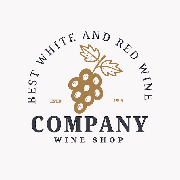 Logotipo vectorial de vino para tienda de vinos menú de restaurante marca de vino e identidad Plantilla de logotipo de empresa agrícola