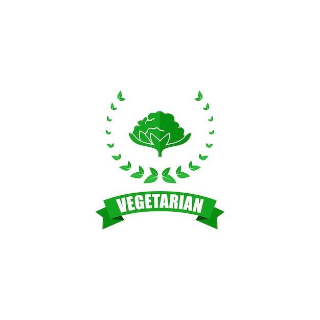 logotipo vegetariano con icono de brócoli